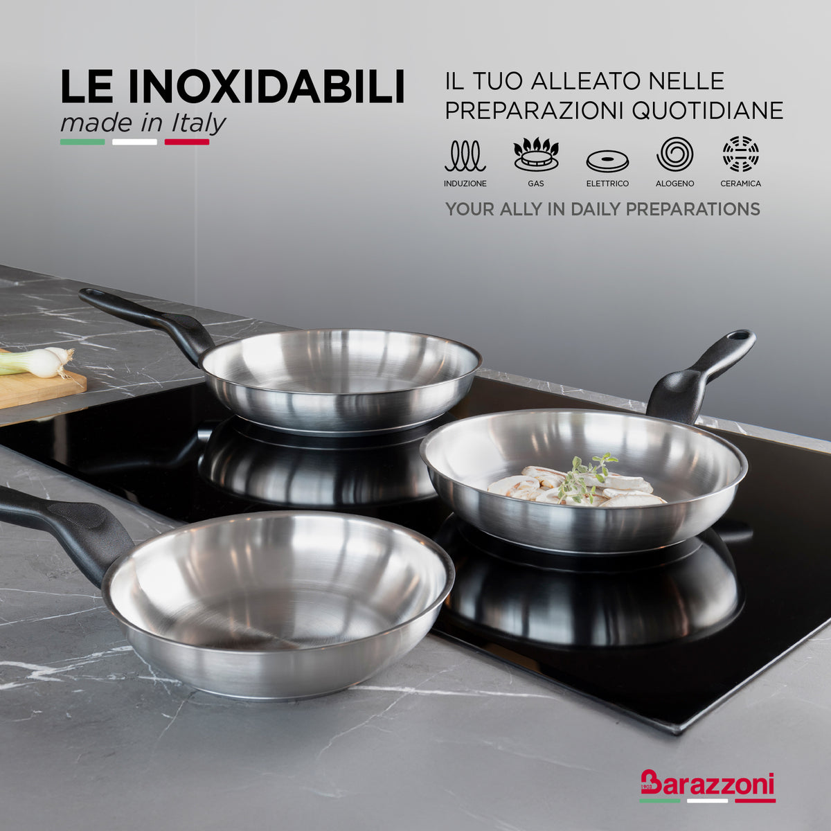 Basic stainless steel - 20/28 cm frying pan set