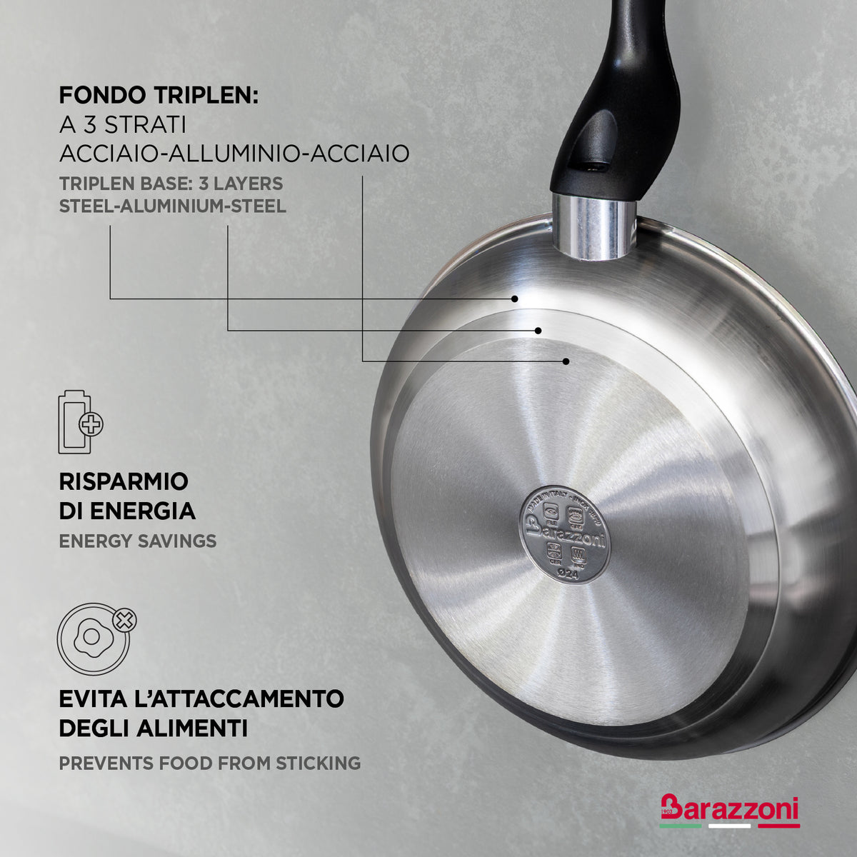 Basic stainless steel - 20/28 cm frying pan set