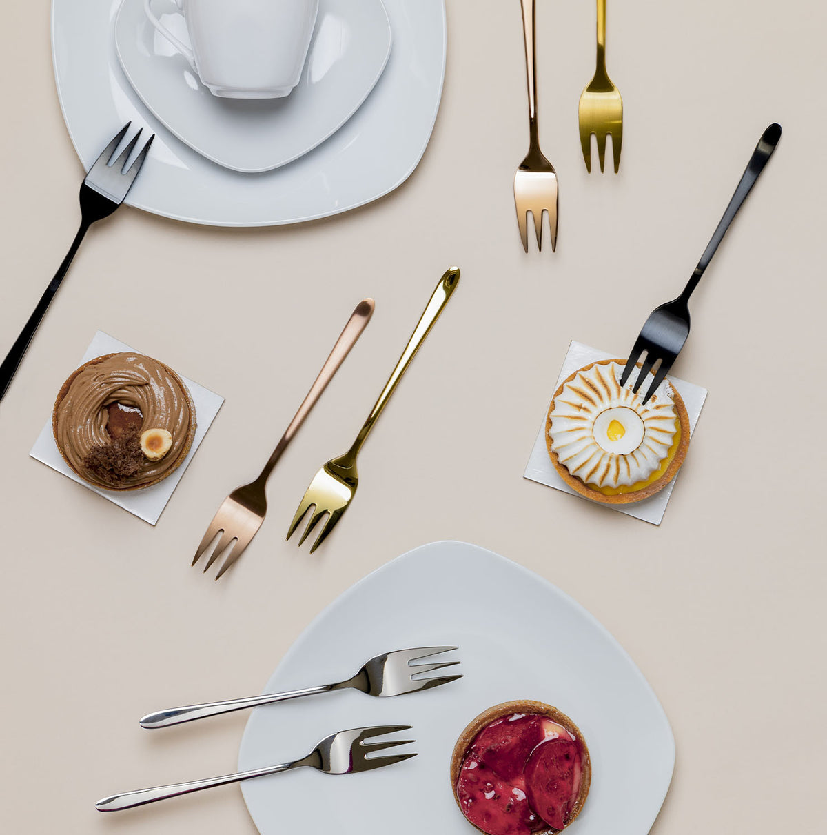 Malachite satin bronze - set of 6 dessert forks