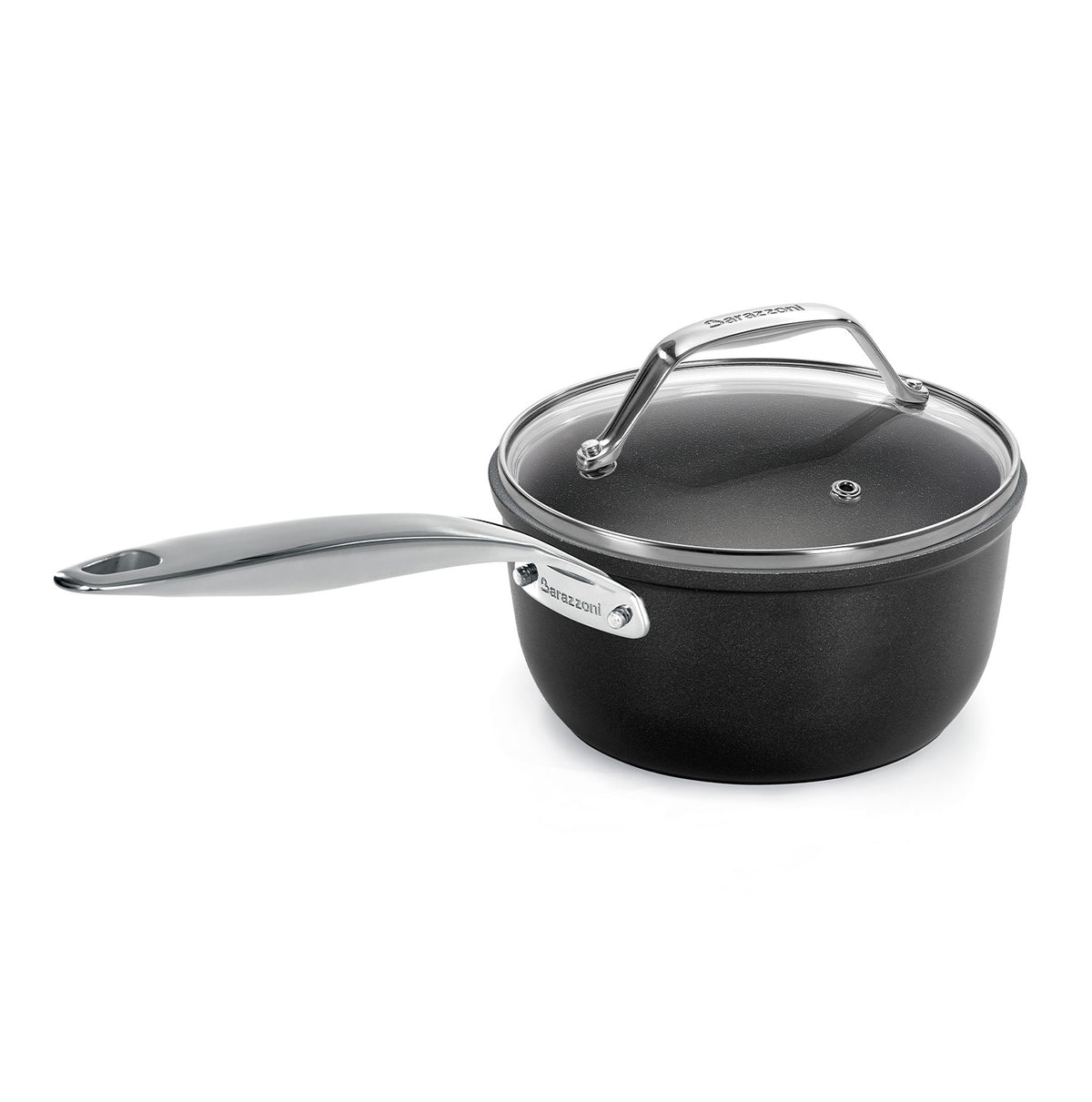 Long-handled saucepan with lid