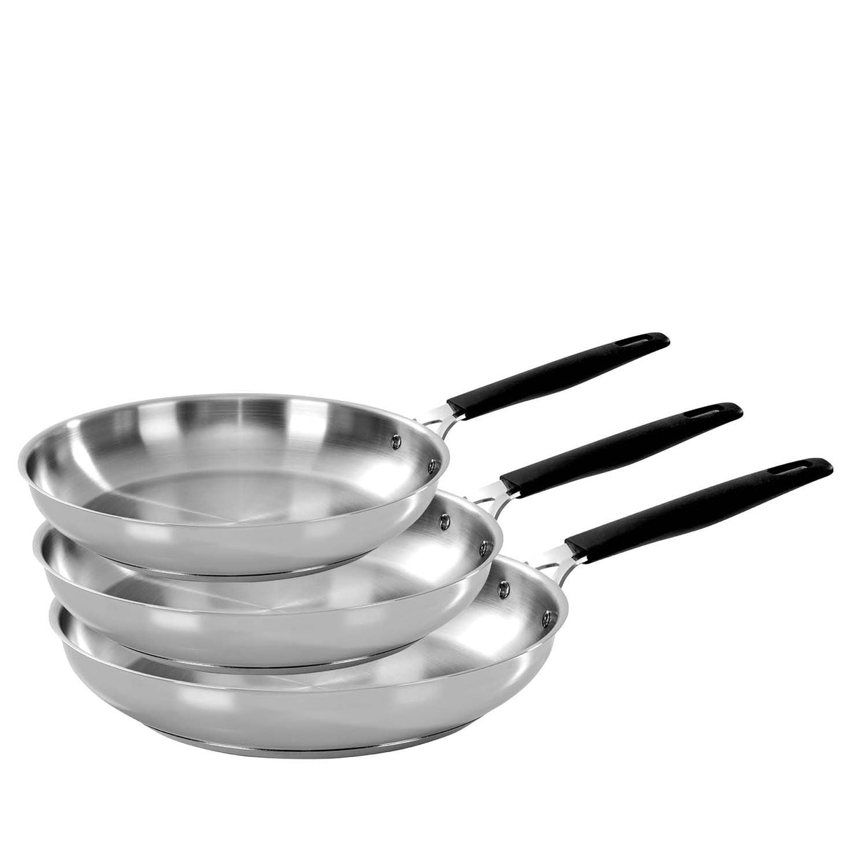 Stainless steel trio - set of 3 pans 20/24/28 cm