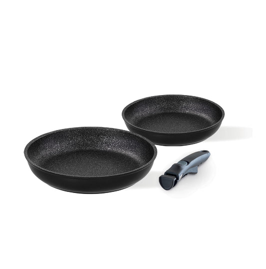 Set of 2 non-stick frying pans cm 24/28 + detachable handle