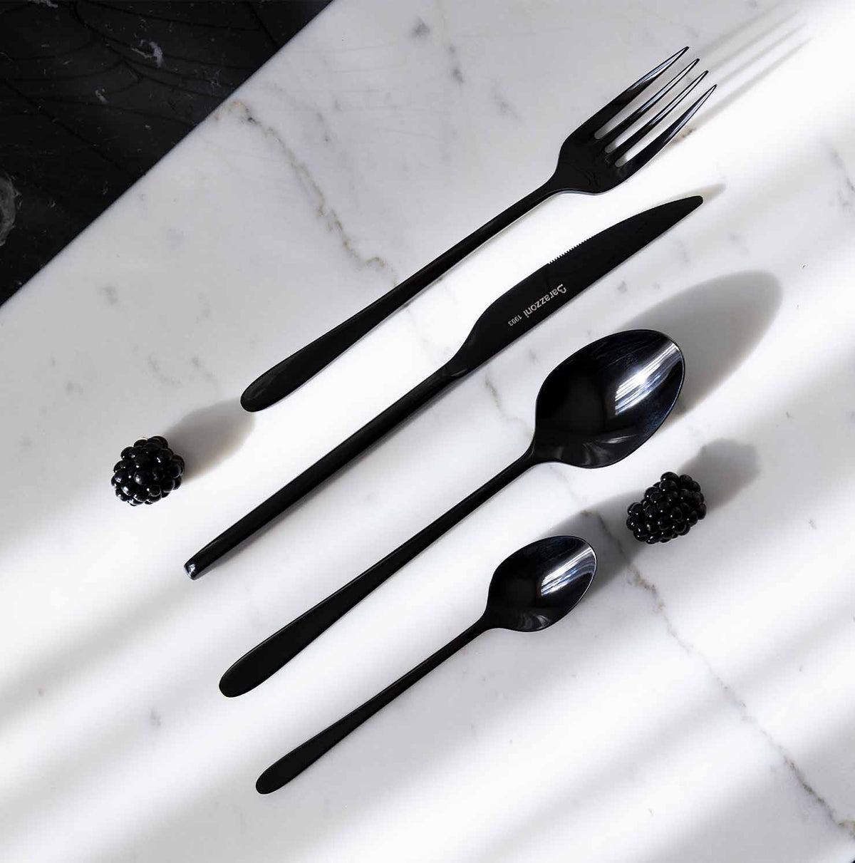 Polished Titanium Malachite - 24-Piece Cutlery Set