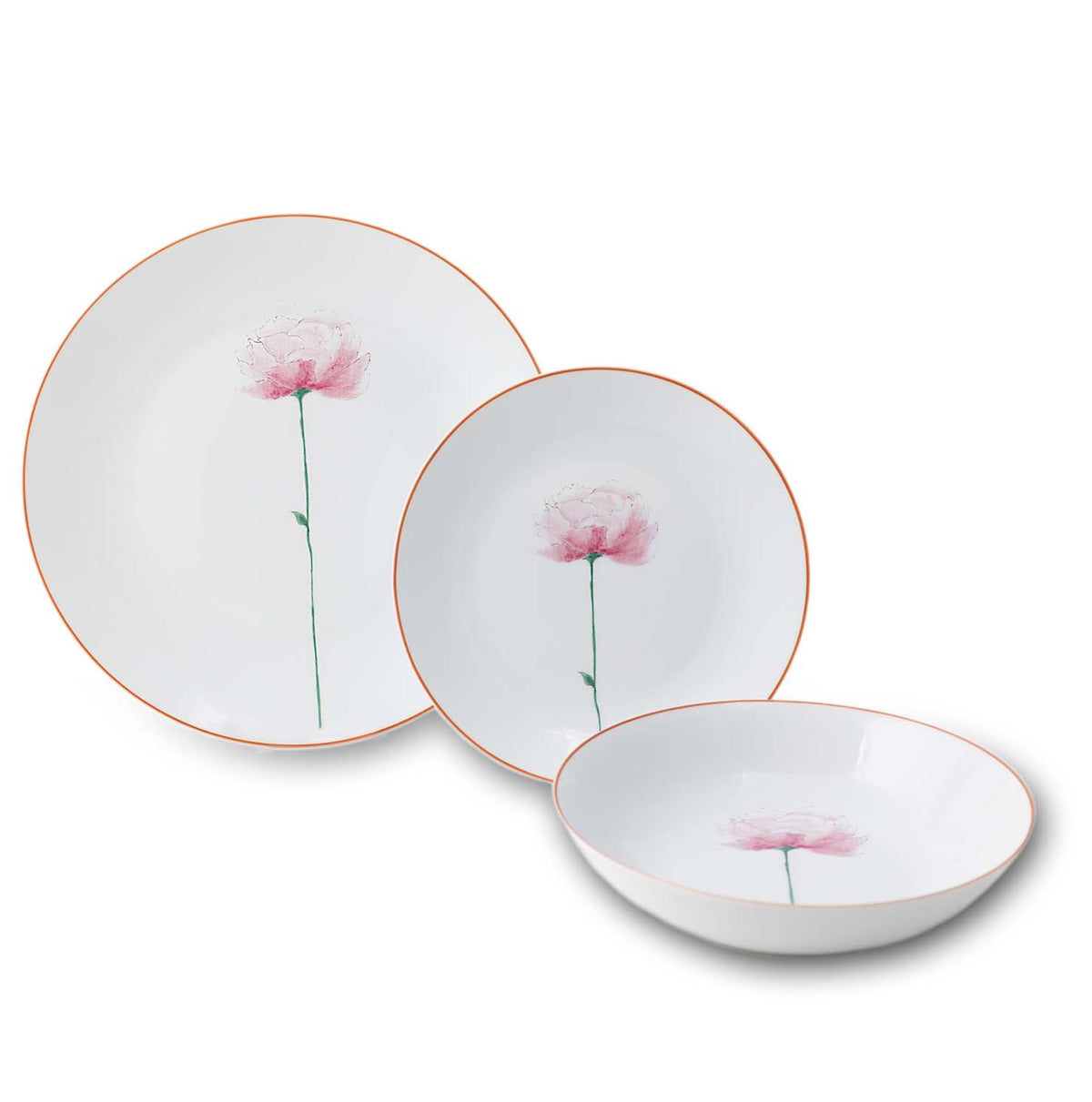 Flower Field Rosa - set of 3 plates